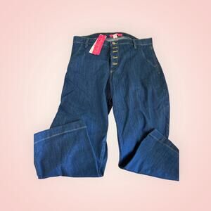 Lilly Pulitzer NWT Wide Leg High Rise button Fly Jeans Dark Wash 12